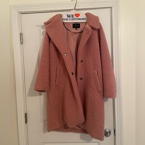 Pink faux-shearling coat